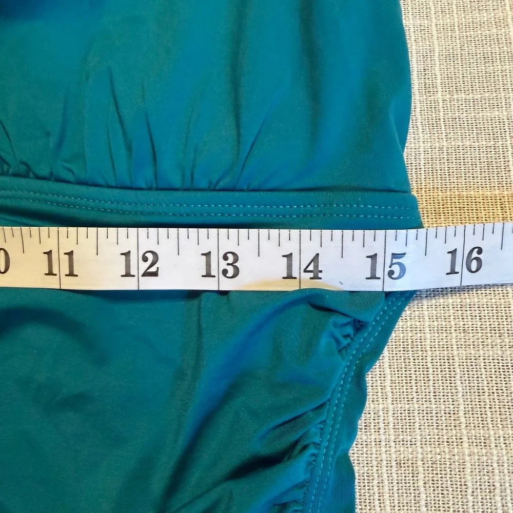 Tommy Bahama Womens Teal Blue Ruched One Piece Swimsuit TSW99023P Size 14